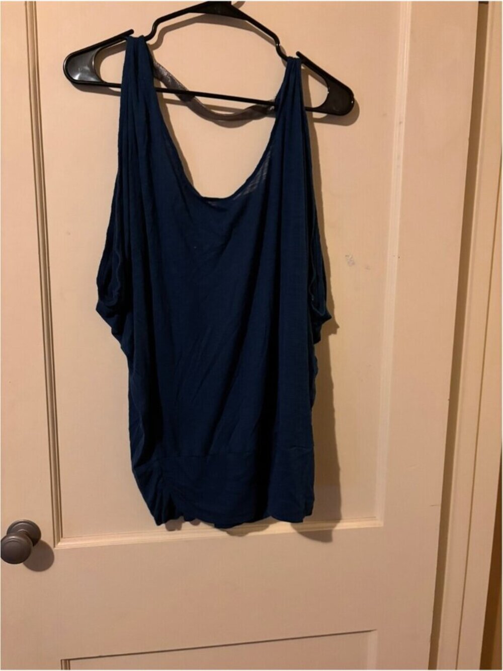 Express Blue Sleeveless Draped Top